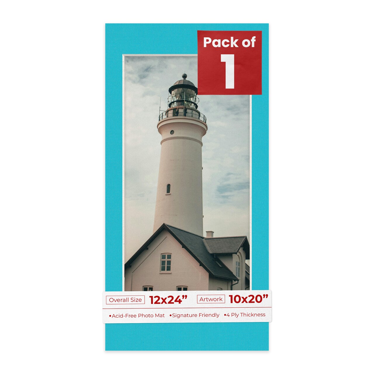 Aquamarine Blue Mat Board for 12x24 Frames - Fits 10x20 Photos